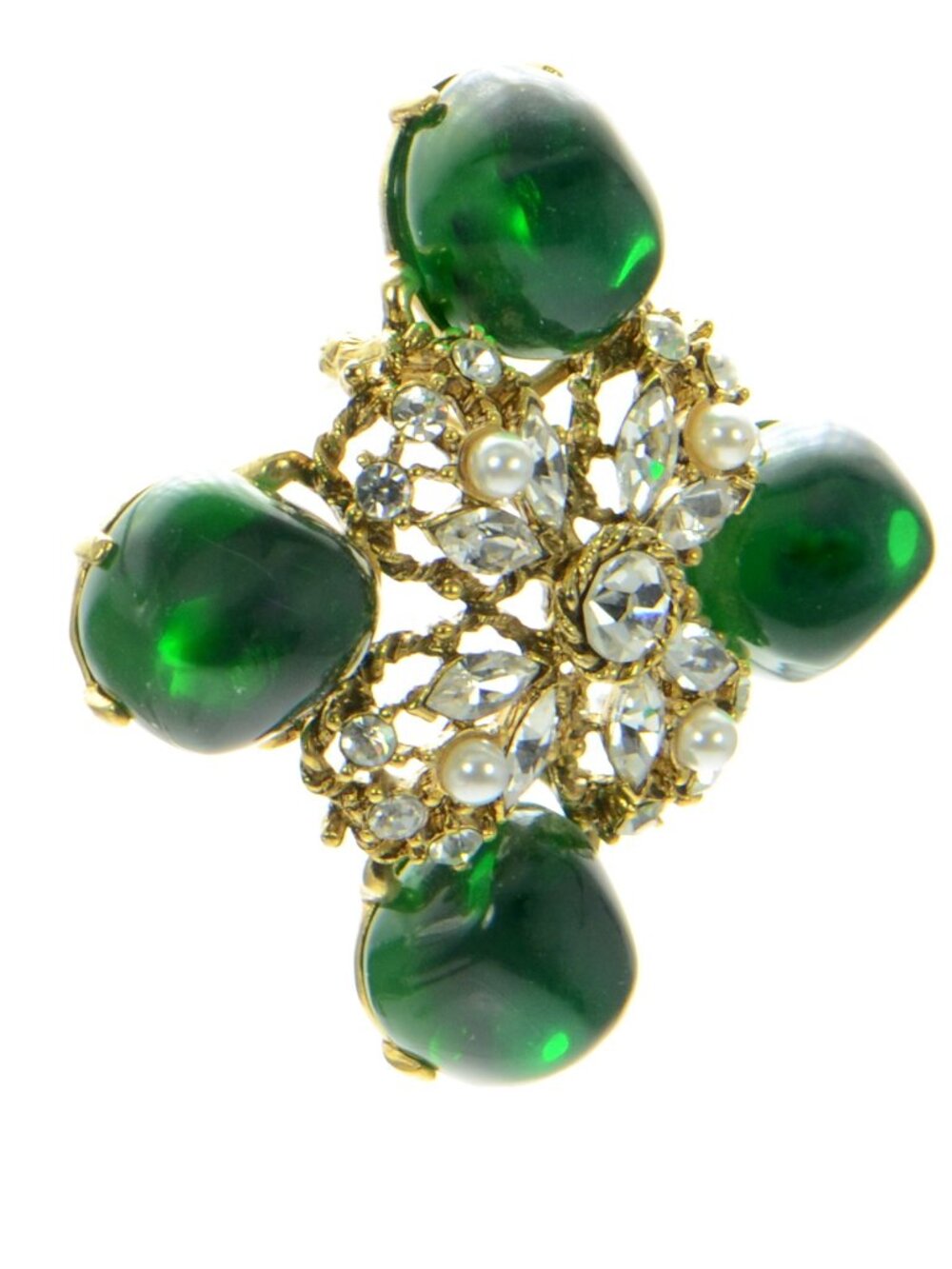 Vintage Kenneth Jay Lane Large Crystal Cross Pendant Brooch